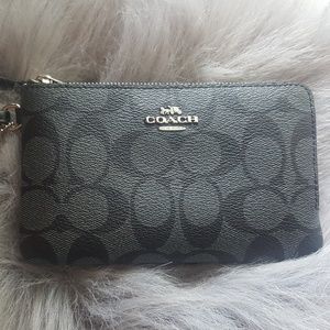Coach Signature Double Zip PVC Leather Wallet